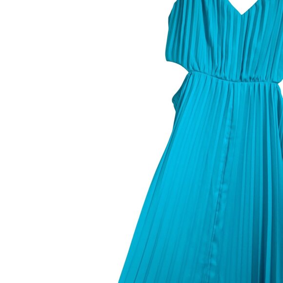 Express Jewel Tone Teal Pleated Side‎ Cutout Maxi Dress Formal Blue Green Size S - Picture 9 of 16